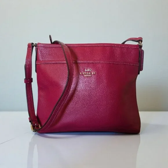 Coach Fuchsia Pink Pebbled Leather Crossbody Bag – Gold Hardware - Picture 1 of 16